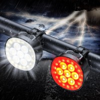 Bike Lights, [8+12 Modes & USB Rechargeable] Ultra Bright LED Bike Lights for Night Riding Front and Rear Flashlight, IP65 Waterproof Bicycle Headlight and Tail Light Set for Mountain Cycling