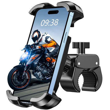 Viccux Motorcycle Phone Mount with [Heavy-Duty Clamp], [All-Around Secure] Phone Mount for Bike Motorcycle Bicycle Scooter Handlebar, [1s Put & Take] Cell Phone Clip Compatible with 4.7"-6.8" Phones